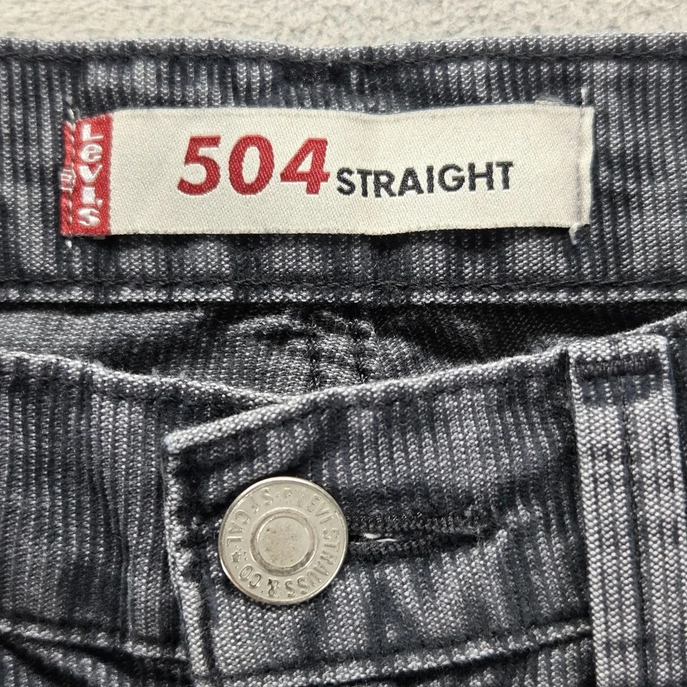Vintage Levis 504 Jeans Mens 28x32 Gray Corduroy Straight Engineered Zip Fly